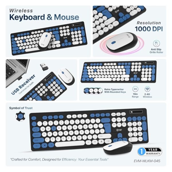 EVM Wireless Rounded Key Keyboard & Mouse