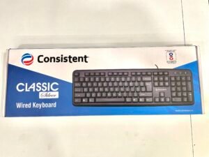 Consistent Classic Silver Wired Keyboard (SK101) USB, Spill-Resistant, Full-Size (Black)