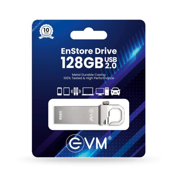 EVM EnStore 8GB Metal USB 2.0 Flash Drive - High Read Speeds up to 15MB/s & Write Speeds up to 8MB/s - Durable Metal Casing - Ideal for Data Transfer